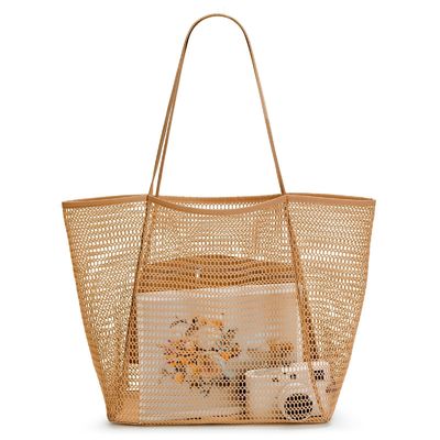 Persoonlijke grote gepersonaliseerde beach mesh tas met handdoek voor een leuke dag op het strand