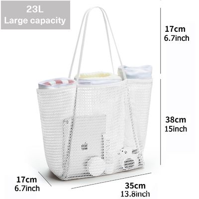 Persoonlijke grote gepersonaliseerde beach mesh tas met handdoek voor een leuke dag op het strand
