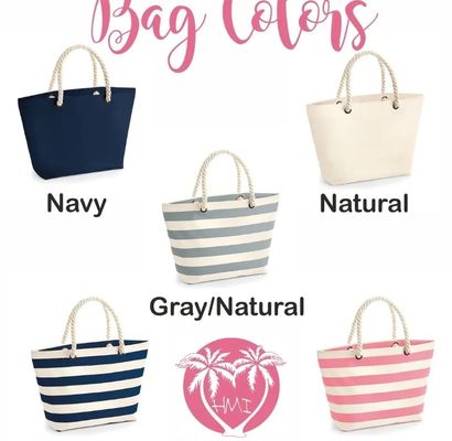 Gepersonaliseerd logo Canvas Strip Tote Bag voor Summer Beach School Bag Trolley aankomst