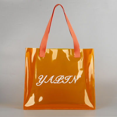 Custom kleurrijke transparante pvc-toetzak met milieuvriendelijke zijde-scherm-logo-afdruk