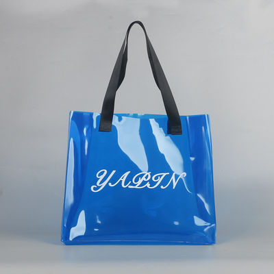 Silk Screen Printing Custom Logo Shopping Bag Duidelijk PVC Tote Bag met doekmateriaal
