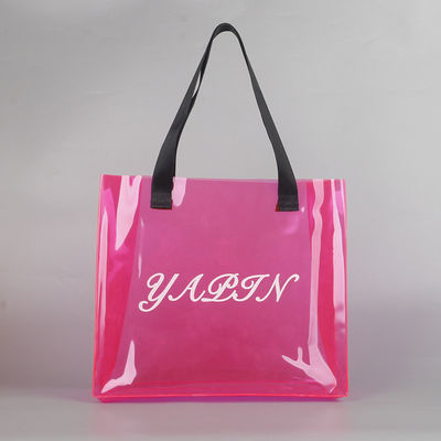 Silk Screen Printing Custom Logo Shopping Bag Duidelijk PVC Tote Bag met doekmateriaal