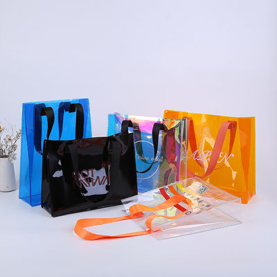 Silk Screen Printing Custom Logo Shopping Bag Duidelijk PVC Tote Bag met doekmateriaal