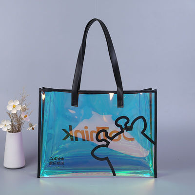 Silk Screen Printing Custom Logo Shopping Bag Duidelijk PVC Tote Bag met doekmateriaal