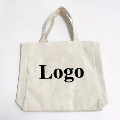 Custom logo gedrukt grote eenvoudige biologische winkeltas met zak aangepast logo