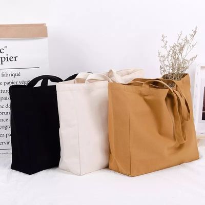 Zilkscherm gedrukt Eco Canvas Bag Dames Shopping Tote met zakken en letterpatroon