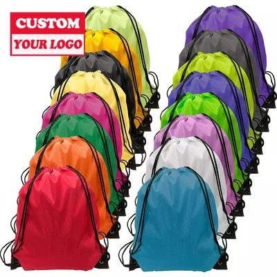 Gepersonaliseerde middelgrote rugzak met polyester nylon trekstreng voor zijde-schermprinten
