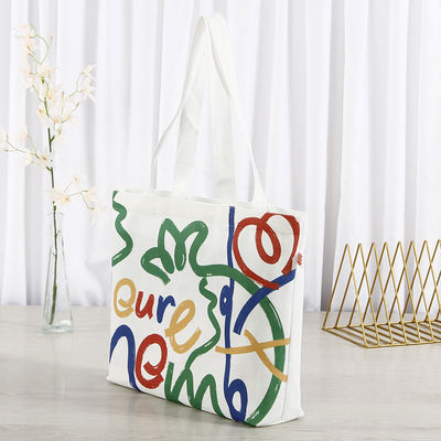 Custom Silk Screen Printed Cotton Canvas Shopping Tote Bag met logo en letterpatroon