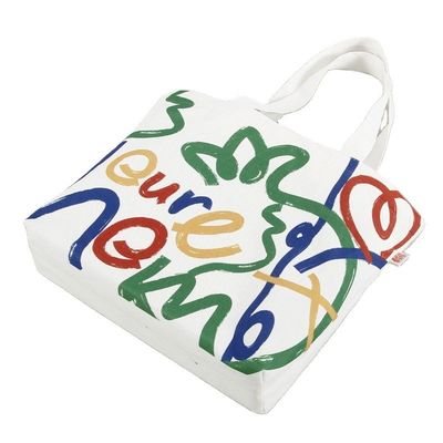 Custom Silk Screen Printed Cotton Canvas Shopping Tote Bag met logo en letterpatroon
