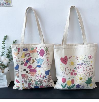 Cartoon Print Canvas Tote Bag voor het dagelijks schoolleven Eco-vriendelijk en aangepast kleur