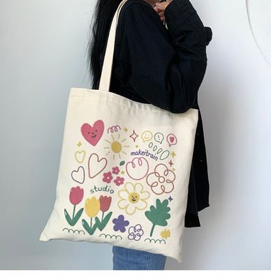Cartoon Print Canvas Tote Bag voor het dagelijks schoolleven Eco-vriendelijk en aangepast kleur