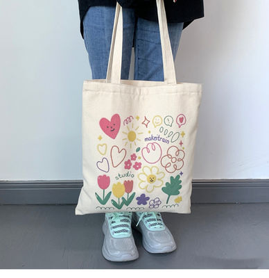 Cartoon Print Canvas Tote Bag voor het dagelijks schoolleven Eco-vriendelijk en aangepast kleur