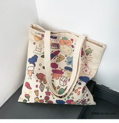 Cartoon Print Canvas Tote Bag voor het dagelijks schoolleven Eco-vriendelijk en aangepast kleur