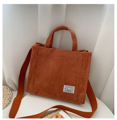 Fashion Crossbody Corduroy Tote Bag met verstelbare riem met aangepast logo