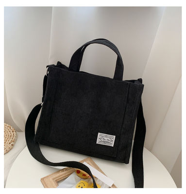 Fashion Crossbody Corduroy Tote Bag met verstelbare riem met aangepast logo