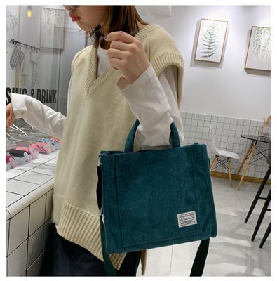 Fashion Crossbody Corduroy Tote Bag met verstelbare riem met aangepast logo