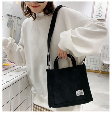 Fashion Crossbody Corduroy Tote Bag met verstelbare riem met aangepast logo