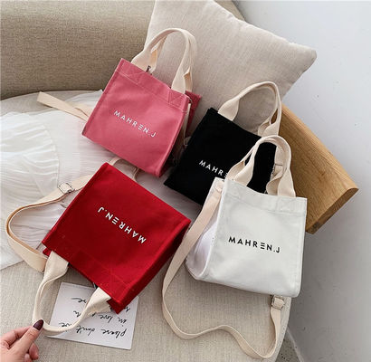 Gepersonaliseerde Kleur Kleine Vrouw Cotton Canvas Shopping Tote Bag met Custom Printed Logo