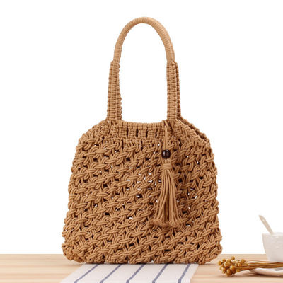 Tassel Fashion vrouwen schoudertas met stro geweven Tote en aangepast logo ontwerp