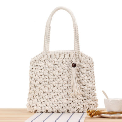 Tassel Fashion vrouwen schoudertas met stro geweven Tote en aangepast logo ontwerp