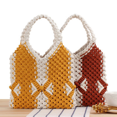 Polyester Lining Summer Straw Beach Bag voor vrouwen Handgemaakte geweven boheemse gebreide tas