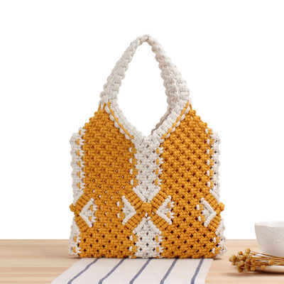 Polyester Lining Summer Straw Beach Bag voor vrouwen Handgemaakte geweven boheemse gebreide tas