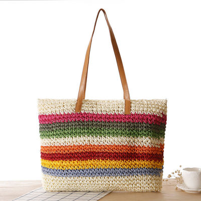 Hoofdmateriaal Straw 2022 Fashion Women's Seaside Beach Tote Bag met aangepaste kleur