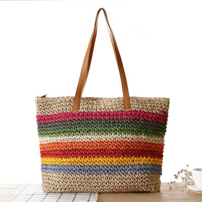 Hoofdmateriaal Straw 2022 Fashion Women's Seaside Beach Tote Bag met aangepaste kleur