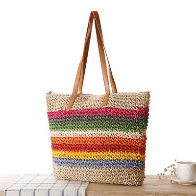 Hoofdmateriaal Straw 2022 Fashion Women's Seaside Beach Tote Bag met aangepaste kleur