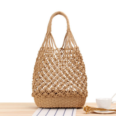 Nieuwste modieuze maatwerk Kleur gebreide holle uitgeweven strandtassen stro Tote tas