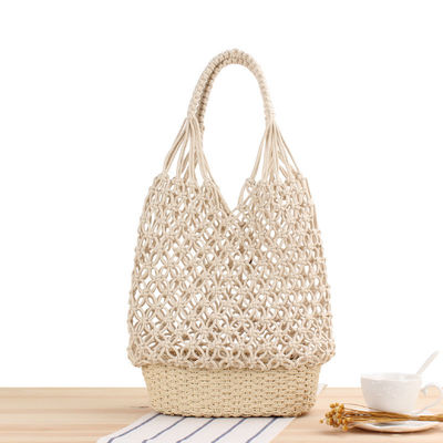 Nieuwste modieuze maatwerk Kleur gebreide holle uitgeweven strandtassen stro Tote tas