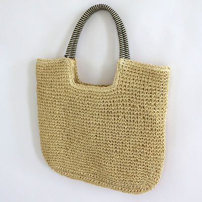 Polyester voering materiaal handgemaakte vrouwen stro schoudertas voor zomer strand grote tote tas
