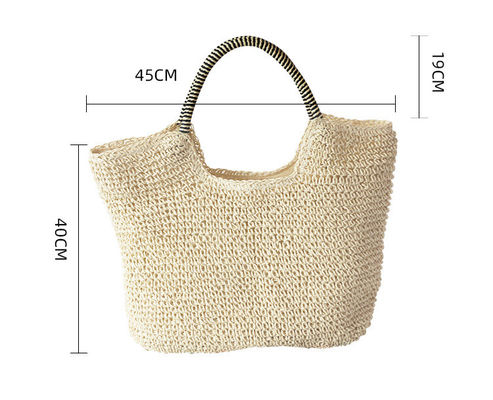 Polyester voering materiaal handgemaakte vrouwen stro schoudertas voor zomer strand grote tote tas