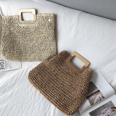Geen Decoratie Rattan Tote Bag Draagbare Straw Handtas Vrouwen voor de Zomervakantie