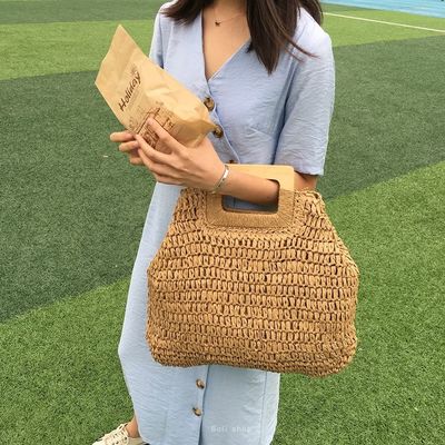 Geen Decoratie Rattan Tote Bag Draagbare Straw Handtas Vrouwen voor de Zomervakantie