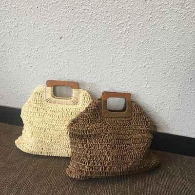Geen Decoratie Rattan Tote Bag Draagbare Straw Handtas Vrouwen voor de Zomervakantie
