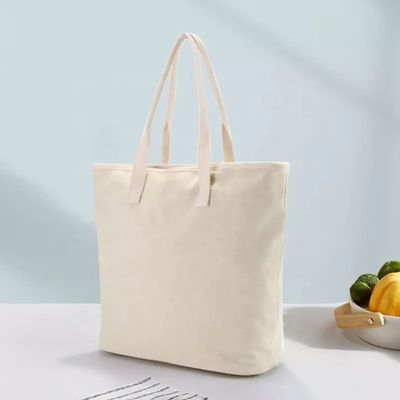 White Beach Shopping Tote Bags met katoenen webbing handvat en op maat gedrukt logo