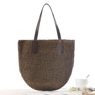 Vrouwen strozakken zomer natuurlijke Raffia stro strandzak met twee handvaten nieuwste aankomst