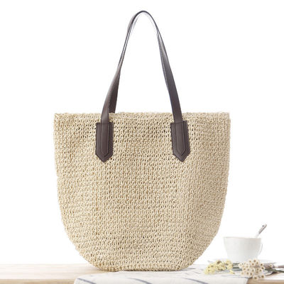 Vrouwen strozakken zomer natuurlijke Raffia stro strandzak met twee handvaten nieuwste aankomst