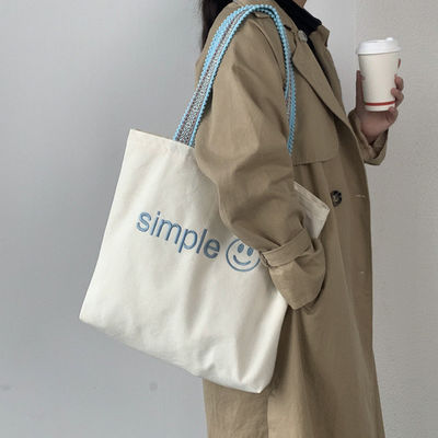 Custom Eco Totebag Printing herbruikbare katoenen doek winkeltas met letterpatroon