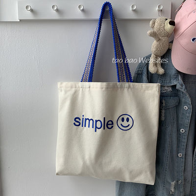 Custom Eco Totebag Printing herbruikbare katoenen doek winkeltas met letterpatroon