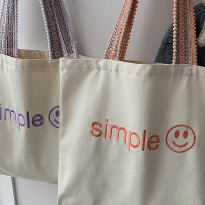 Custom Eco Totebag Printing herbruikbare katoenen doek winkeltas met letterpatroon