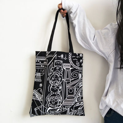 Op maat gedrukt Canvas Tote Bag Letter Print Cotton Eco-vriendelijke winkeltas