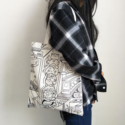 Op maat gedrukt Canvas Tote Bag Letter Print Cotton Eco-vriendelijke winkeltas