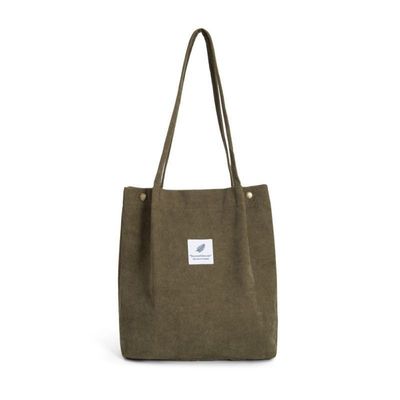 Handige Canvas Shoulder Corduroy Tote Bag voor werk Strand Lunch en reizen