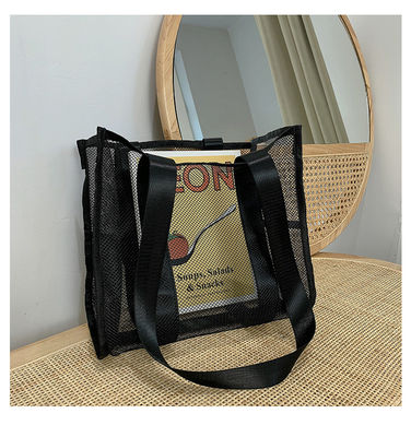 2022 Customized Fashion Print Grote Mesh Tote Bag Vrouwen Beach Bag met Hollow Out