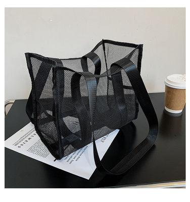 2022 Customized Fashion Print Grote Mesh Tote Bag Vrouwen Beach Bag met Hollow Out
