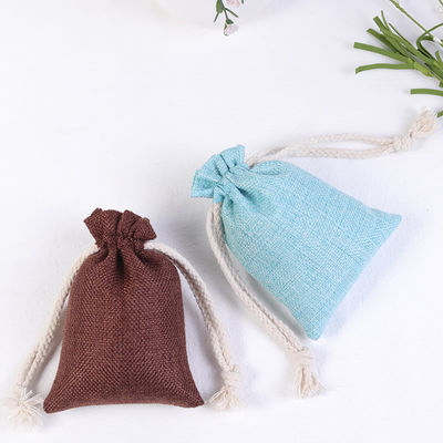 Eco-vriendelijk Custom Logo Printed Linen Bag Jute Burlap Drawstring Gift Bag