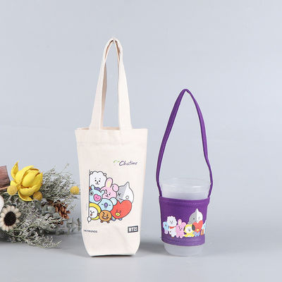 Gepersonaliseerde Mini Koffie Milk Cup Houder Canvas Drink Carrier Tote Bag Gepersonaliseerd Logo