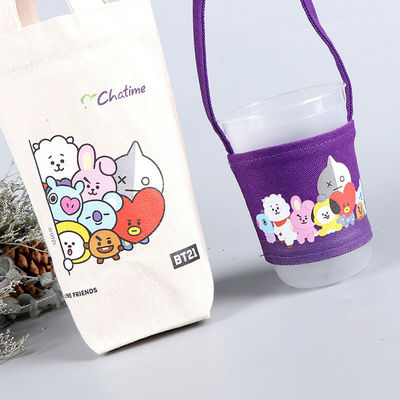 Gepersonaliseerde Mini Koffie Milk Cup Houder Canvas Drink Carrier Tote Bag Gepersonaliseerd Logo